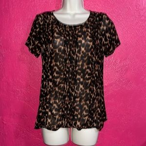 BCBG Paris sheer leopard print blouse. Mobwife. Sz XS.
